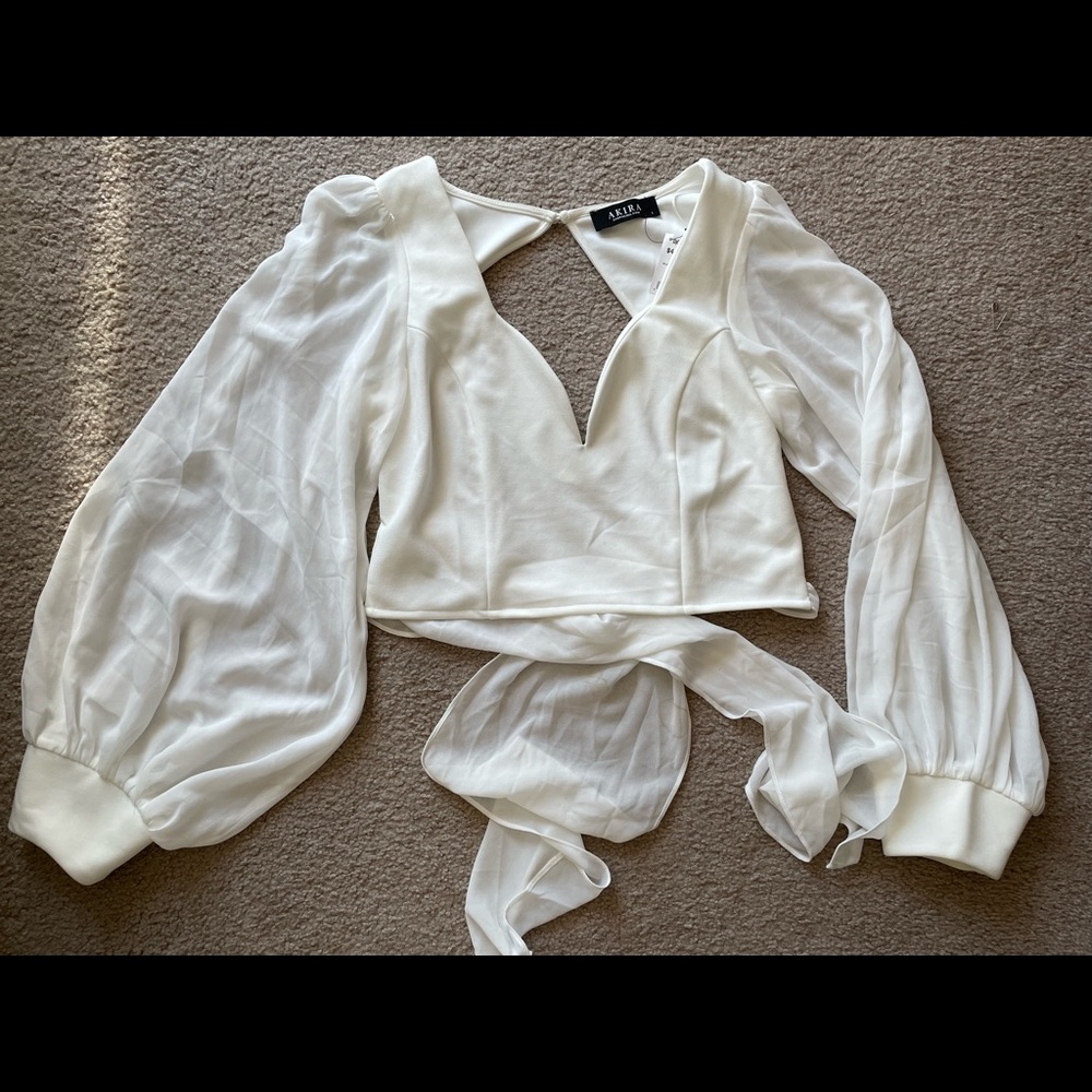 Wedding prom dance NWT White fancy crop top